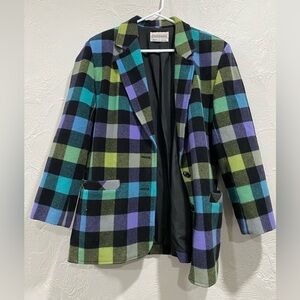 Vintage Collections Internationale by TanJay Blue & Green wool Gingham Blazer